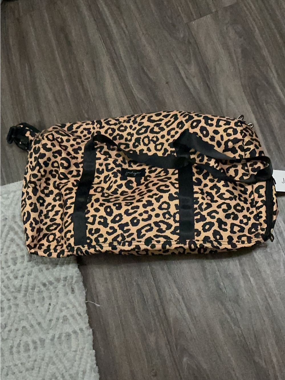 Leopard Print Duffel Bag - Tan and Black